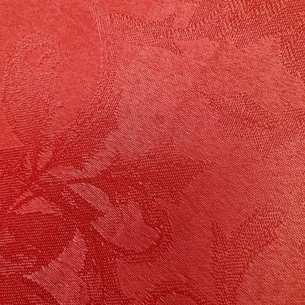 Table Runner Red Sateen Jacquard Poinsettias 2-sided 70x13